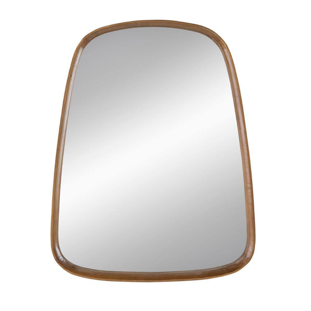 2.5 in. x 37.4 in. Rectangular Wooden Frame Brown Wall Mirror