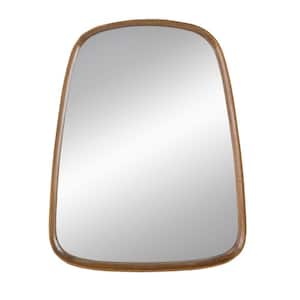 2.5 in. x 37.4 in. Rectangular Wooden Frame Brown Wall Mirror