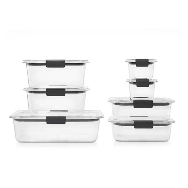 14-Piece Stackable Plastic Food Storage with Airtight Lids, Leak-Proof Design and Stain Resistance in Clear