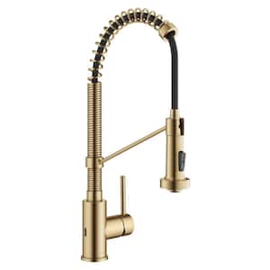 Bolden Single Handle Touchless Sensor Commercial Style Pull Down Kitchen Faucet in Brushed Brass