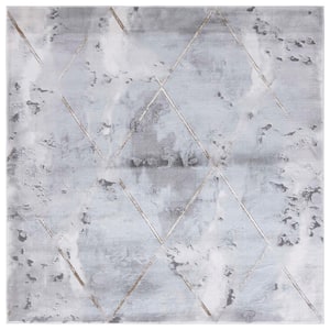 Craft Gray/Brown 7 ft. x 7 ft. Diamond Marble Square Area Rug