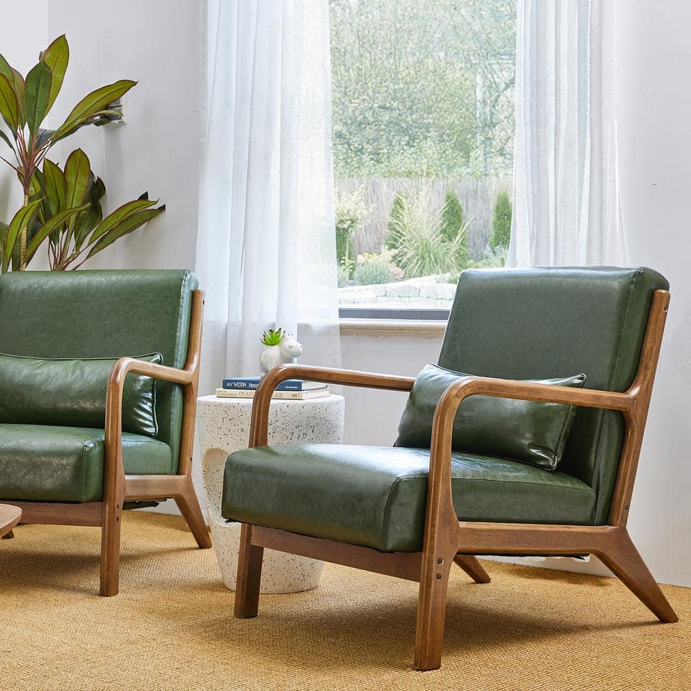 green mid century accent chair