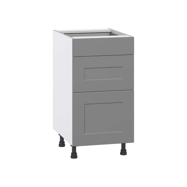 Roseland 18 in. W x 24 in. D x 34.5 in. H Assembled Shaker Drawer Base Kitchen Cabinet in Slate Gray with 3 Drawers