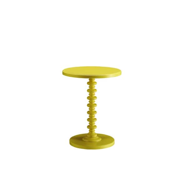 HomeRoots Amelia Yellow Solid Wood Leg Side Table