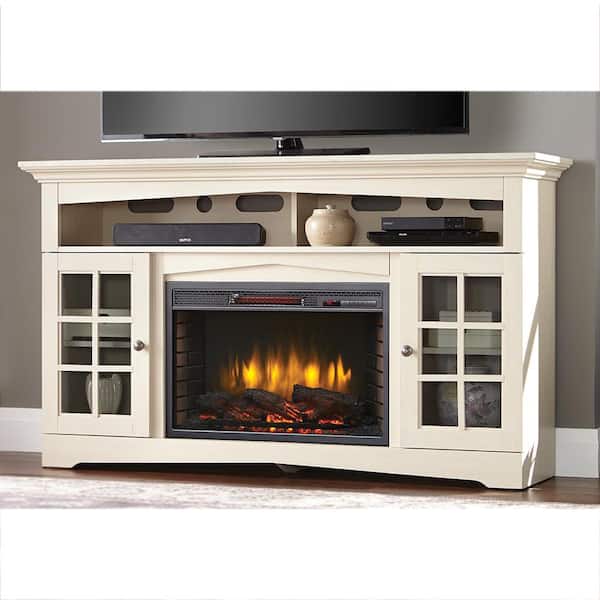 Home Decorators Collection Avondale Grove 59 in. TV Stand Infrared Electric Fireplace in Aged White