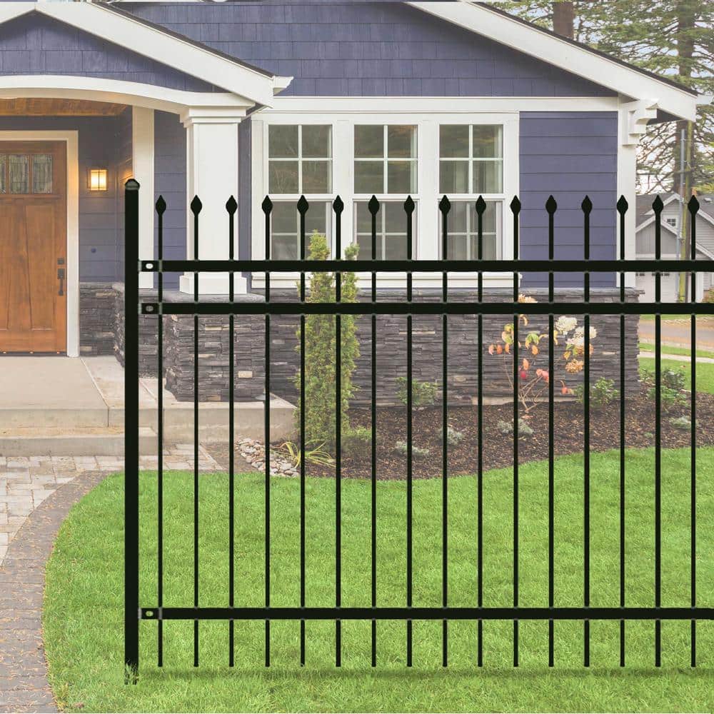 Rome Style Black Steel Garden Fence 8 x 4 ft