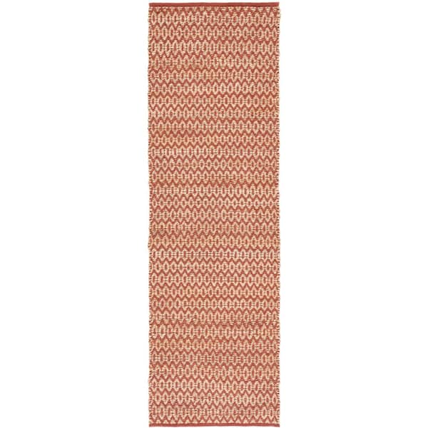 SAFAVIEH Natural Fiber Beige/Rust 3 ft. x 8 ft. Striped Woven Runner Rug