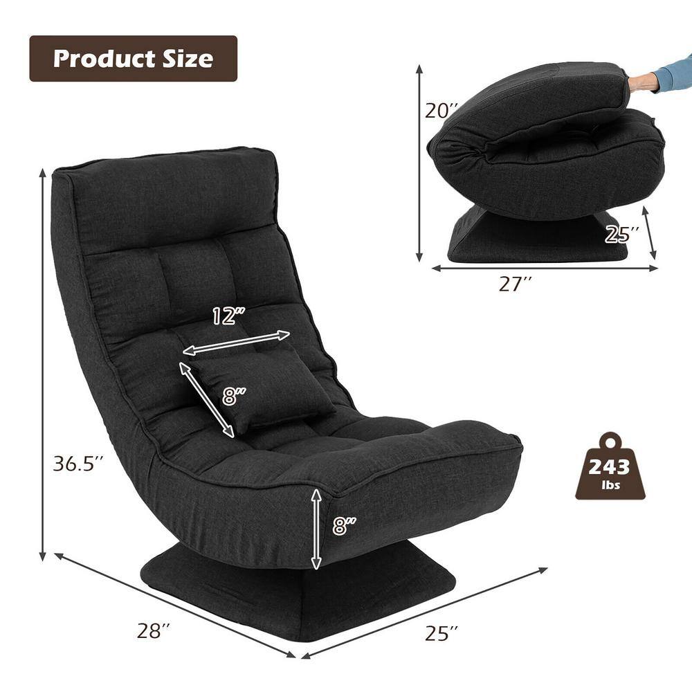Product dimensions for the black swivel floor chair