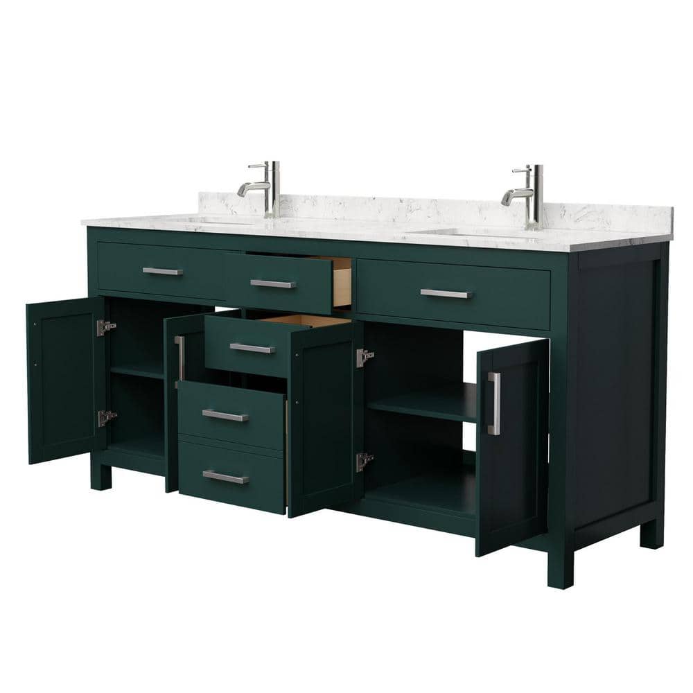 Beckett Green 72" Freestanding Double Vanity with Nickel Accents