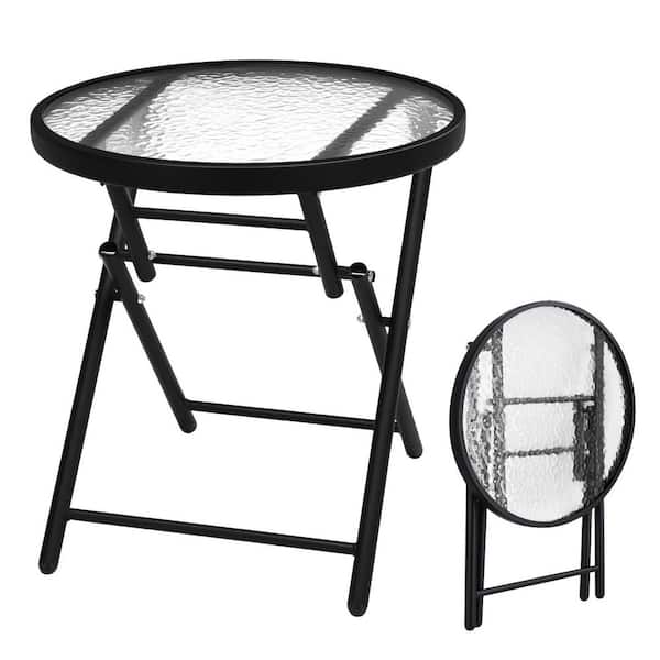 18in. Metal Round Patio Folding Side Table