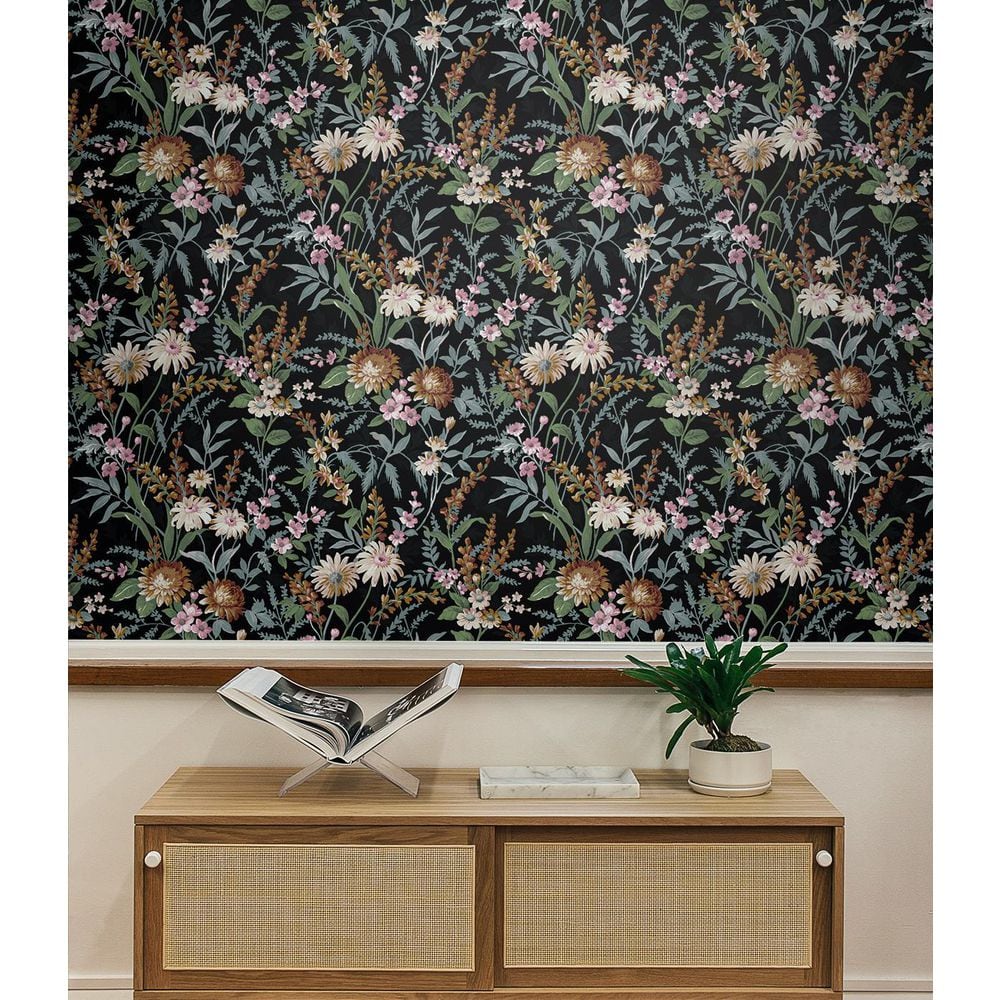 Onyx Vintage Floral Peel and Stick Wallpaper Roll