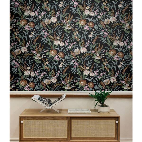 NextWall 30.75 sq. ft. Onyx Vintage Floral Vinyl Peel and Stick Wallpaper  Roll NW45700 - The Home Depot