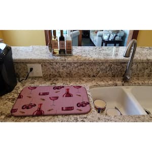 14 in. x 21 in. Multicolor Red Wine on Linen Dish Drying Mat
