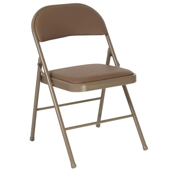 Carnegy Avenue Beige Metal Seat Folding Chair