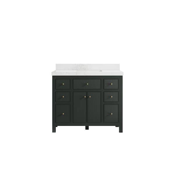 Willow Collections Sonoma 42 in.W x 22 in.D x 36 in. H Bath Vanity in Dark Green with 2 in.Empira Quartz Top