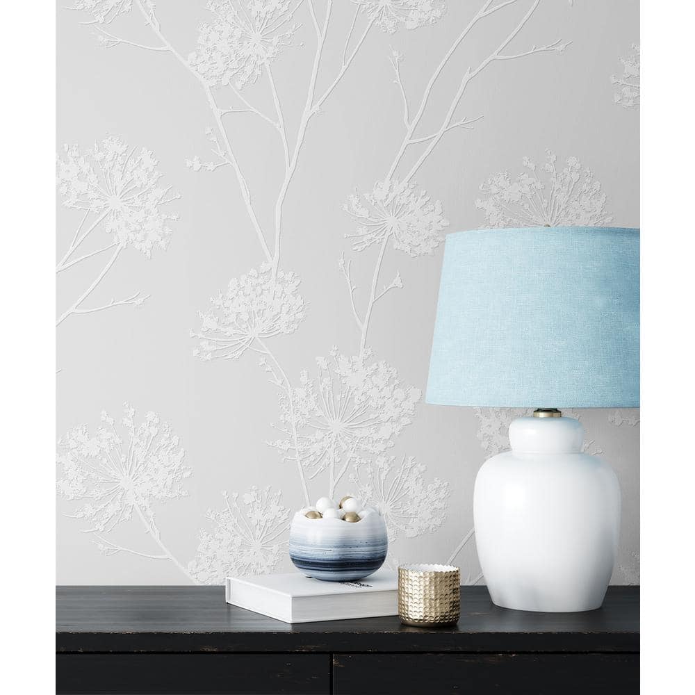 Embossed White Paintable Floral Wallpaper, 20.9 in. x 33 ft.