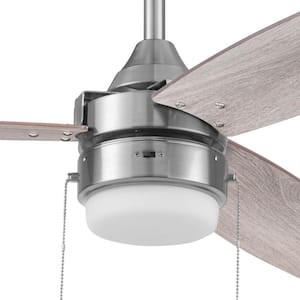 Berryhill 48 in. Color Changing LED Dual Mount Brushed Nickel Ceiling Fan with 3 Reversible Blades and Pull Chains