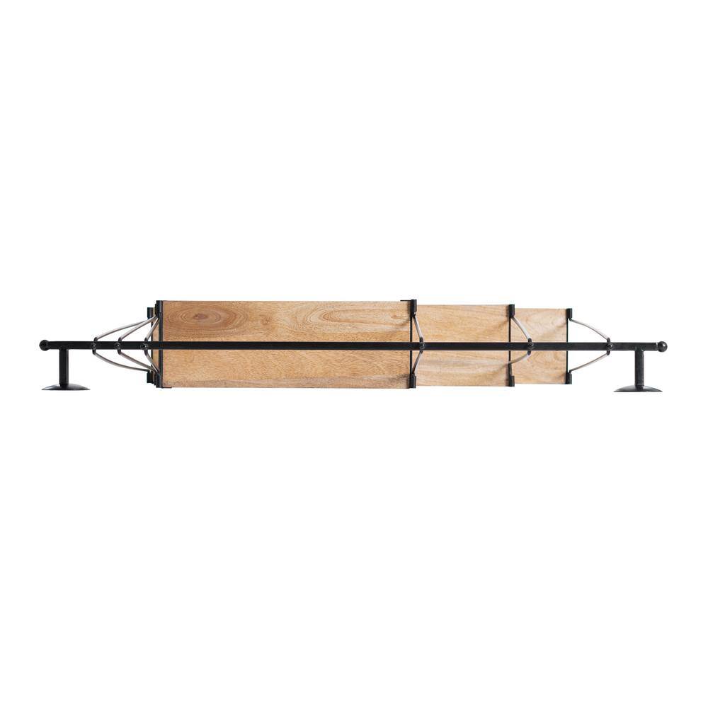 Sleek Scandinavian Black Iron & Wood 3-Tier Floating Shelf