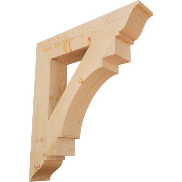Ekena Millwork 5.5 in. x 36 in. x 32 in. Douglas Fir Merced Traditional Smooth Bracket