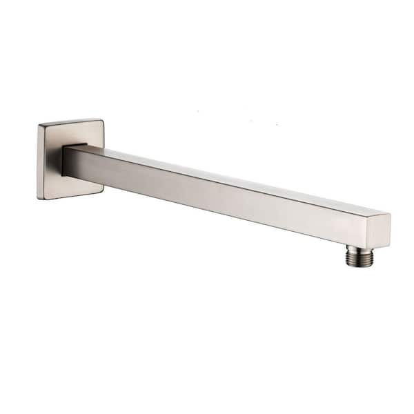 RAINLEX 24 in. 600 mm Square Wall Mount Shower Arm and Flange in Brushed Nickel