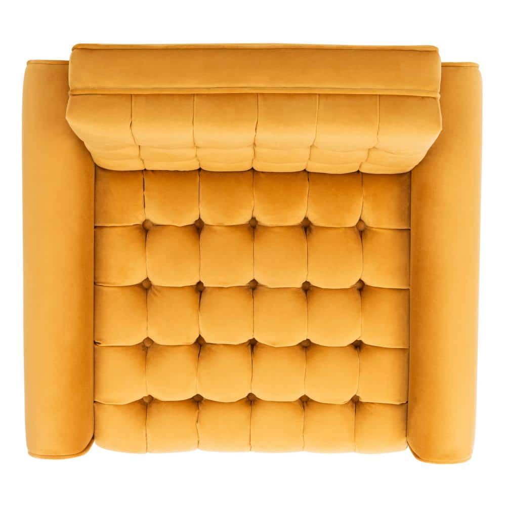Marigold Velvet Tufted 33" Accent Chair with Black Wood Legs