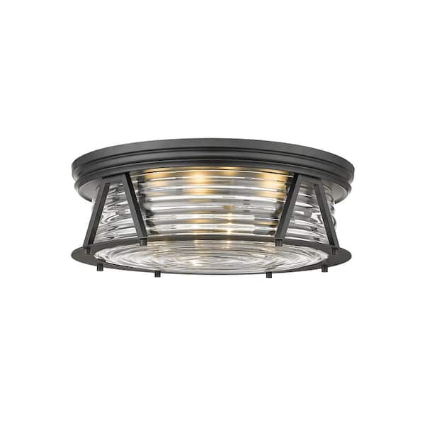 Unbranded Cape Harbor 20 in. 4-Light Matte Black Flush Mount Light with Glass Shade