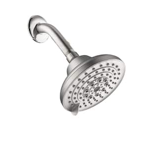 6-Spray Patterns Adjustable 1.5 GPM 5 in. Wall Mount High Pressure Fixed Shower Head in Brushed Nickel