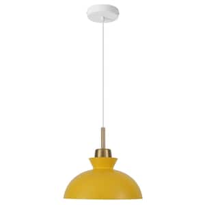 Lustre 11 in. 1-Light Yellow Dimmable Modern Industrial Metal Shaded Single Pendant Light