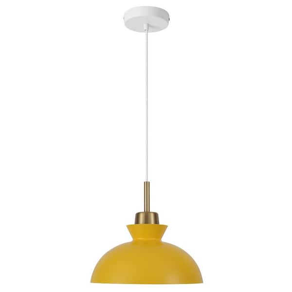 LWYTJO Lustre 11 in. 1-Light Yellow Dimmable Modern Industrial Metal Shaded Single Pendant Light