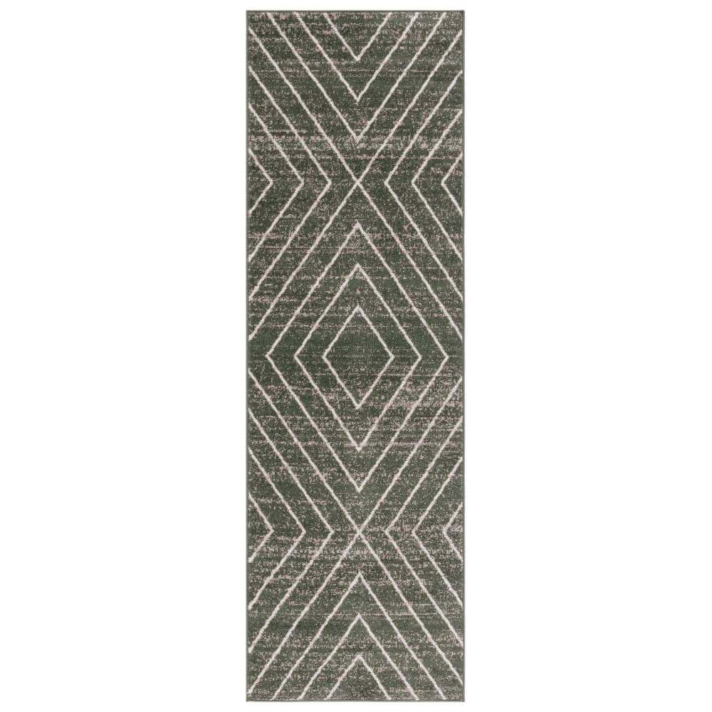 SAFAVIEH Adirondack Dark Green/Ivory 3 ft. x 8 ft. Arrow Runner Rug ...
