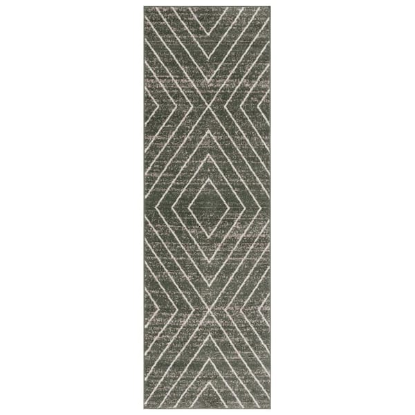 SAFAVIEH Adirondack Dark Green/Ivory 3 ft. x 8 ft. Arrow Runner Rug
