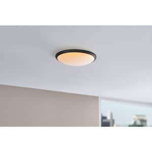 14 in. Light White and Matte Black Adjustable CCT Integrated LED Flush Mount with Interchangeable Trim
