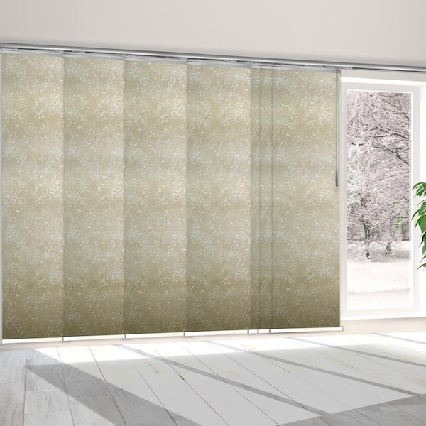 EMOH Viola 110 in. - 153 in. W x 94 in. L Adjustable 7-Panel White Single Rail Panel Track with 23.5 in. Slates