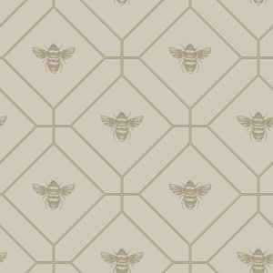 Honeycomb Bee Taupe Metallic Wallpaper