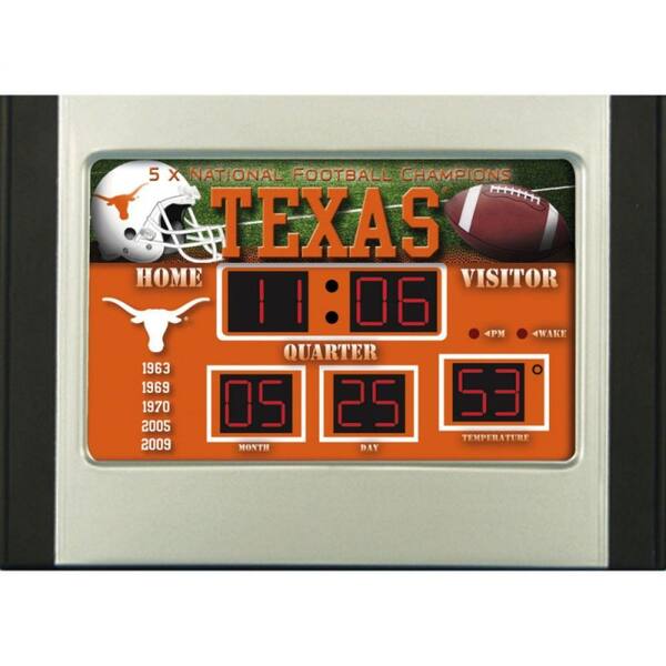 Team Sports America University of Texas 6.5 in. x 9 in. Scoreboard Alarm Clock with Temperature