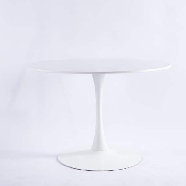 Z-joyee 42.12 in. Round White Wood Top Dining Table (Seats 5)