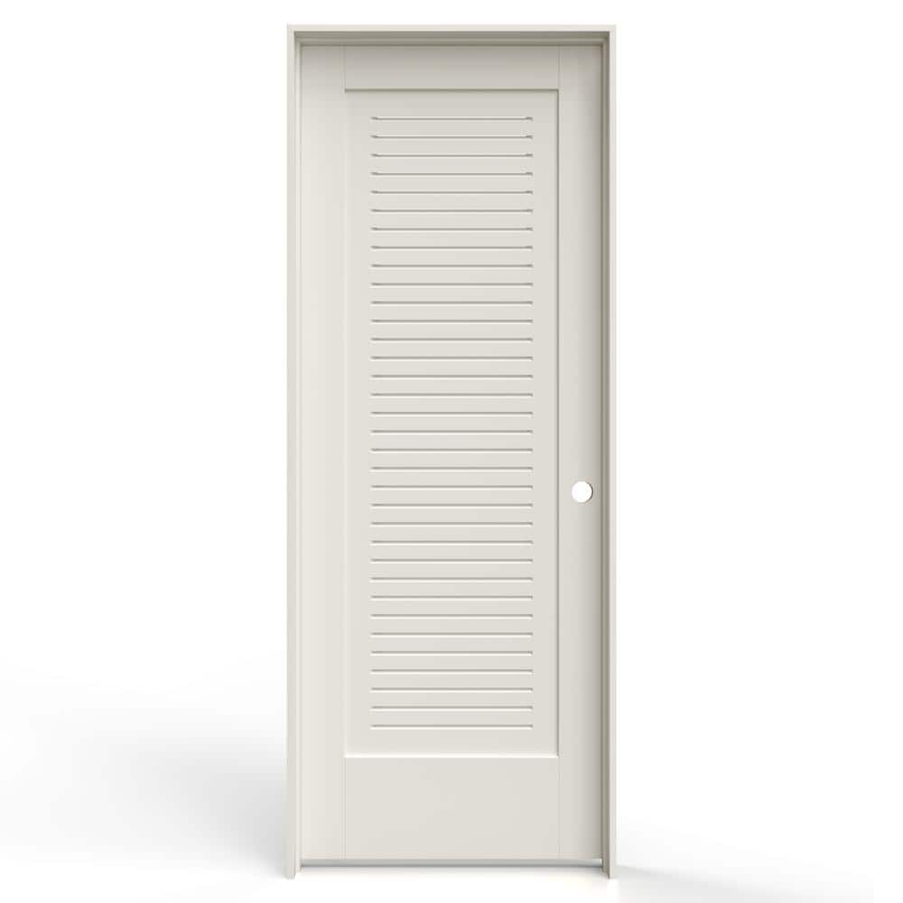 JELD-WEN 30 in. x 80 in. 1 Panel Left-Handed Primed MDF Wood Single ...