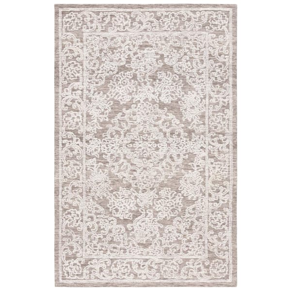 SAFAVIEH Ebony Ivory/Dark Gray Doormat 3 ft. x 5 ft. Traditional Area Rug