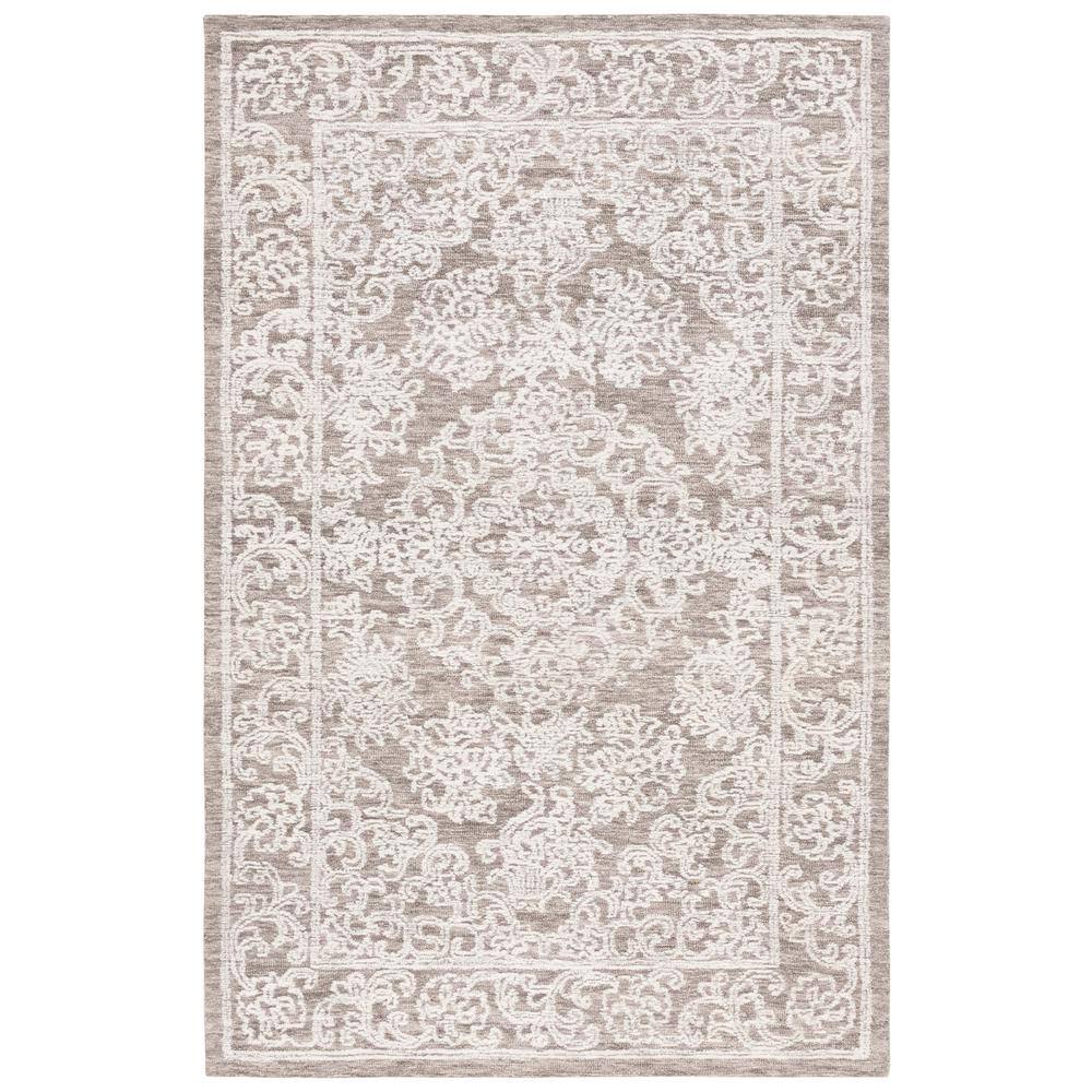 Ivory and Grey 6' x 9' Hand Tufted Wool Area Rug