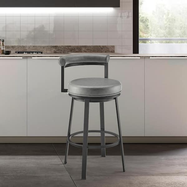 Armen Living Neura 33.5 37.5 in. Grey Metal 26 in. Bar Stool with