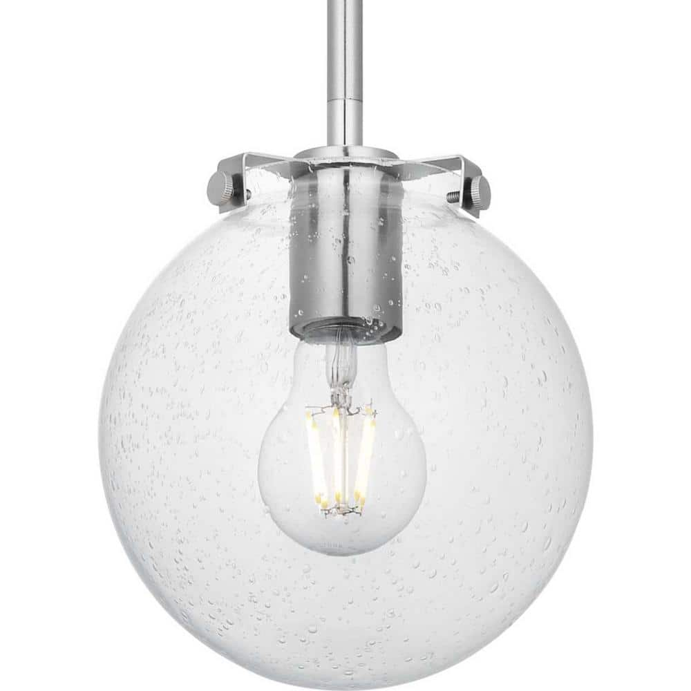 Progress Lighting Berea 1-Light Brushed Nickel Mini-Pendant with Clear Seeded Glass Shade