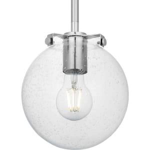 Berea 1-Light Brushed Nickel Mini-Pendant with Clear Seeded Glass Shade