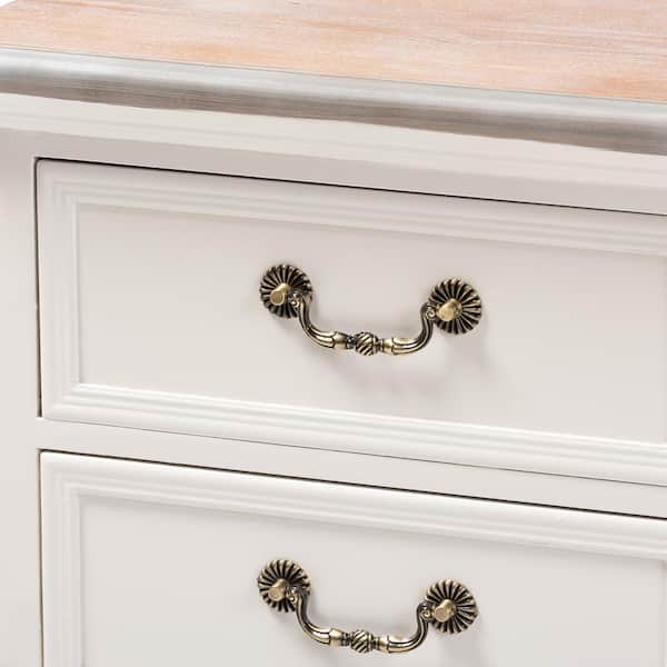 Baxton Studio Capucine 3-Drawer White Nightstand 151-9205-HD