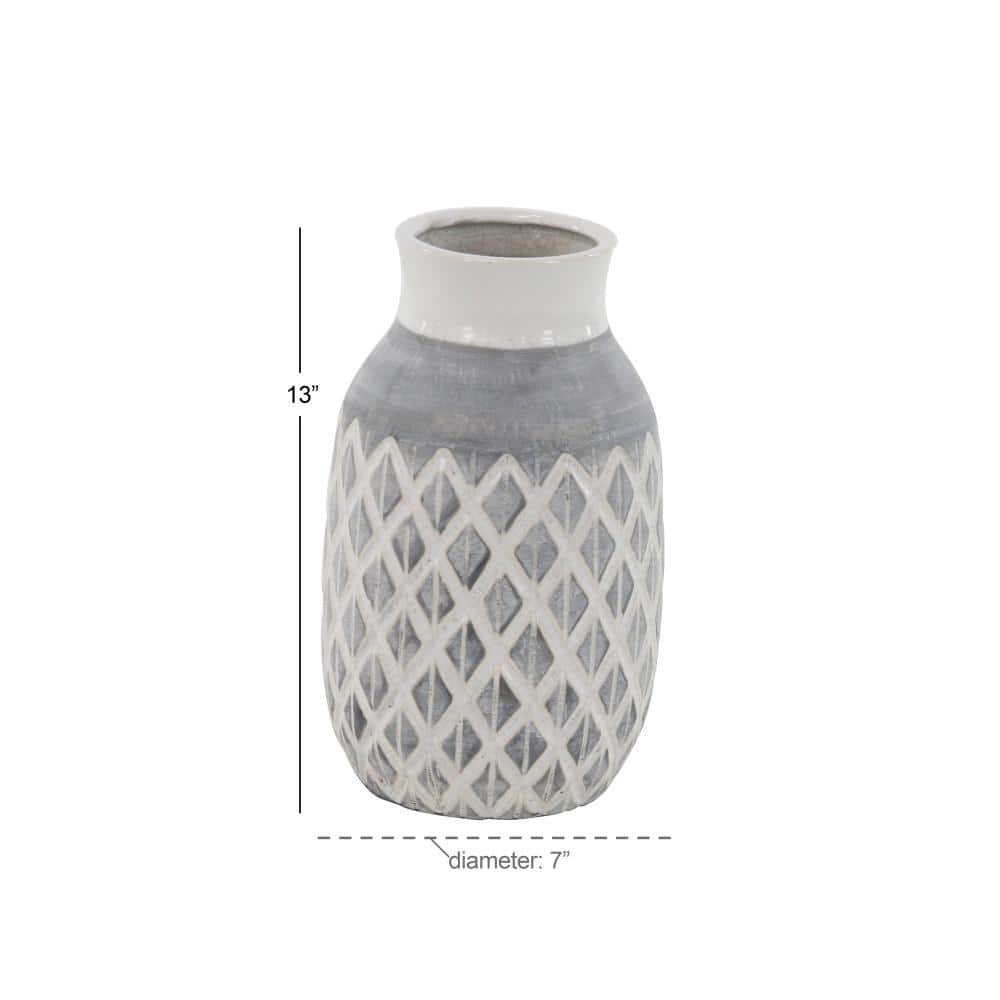 White Abstract Bud Ceramic Table Vase 7" x 13"