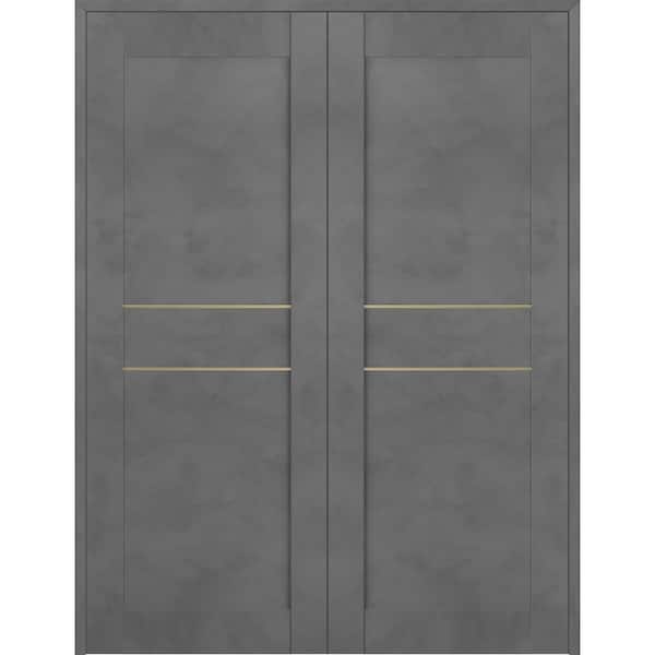 Belldinni Vona 07 2HN Gold 48 in. x 80 in. Both Active Dark Urban Wood Composite Double Prehung Interior Door