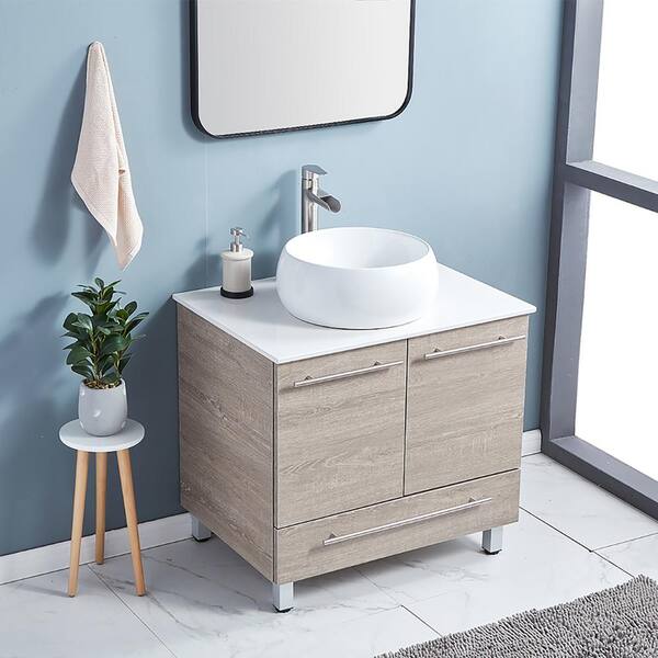 Alexis bathroom vanity discount with stool in white