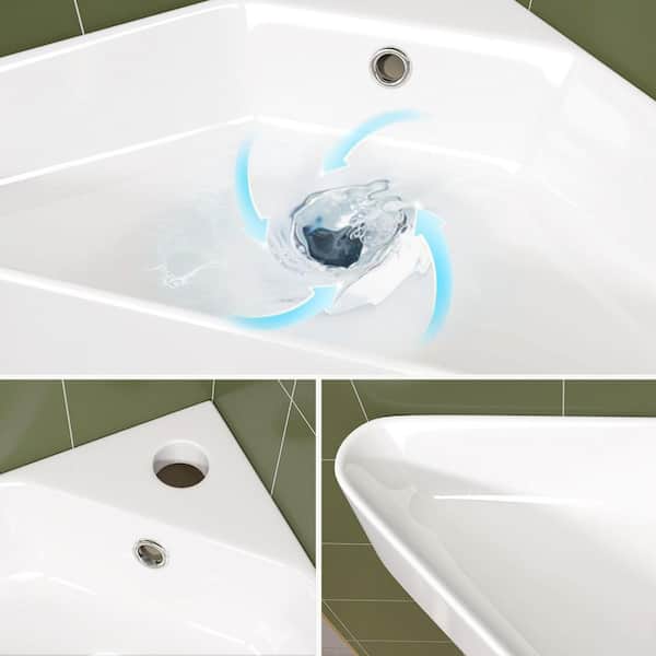 Zeafive 22.5 in. White Ceramic Corner Wall Mounted RV Bathroom