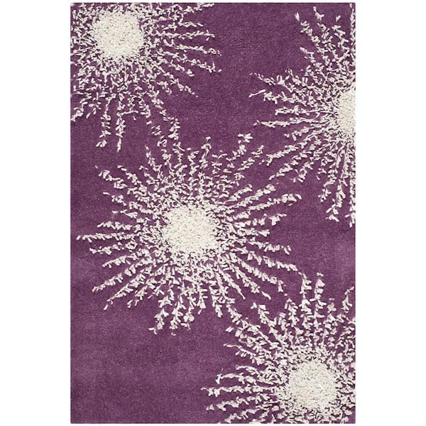 SAFAVIEH Soho Purple/Ivory Doormat 3 ft. x 4 ft. Distressed Starburst Area Rug