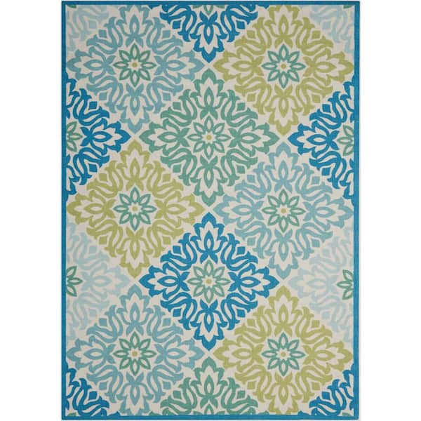 Waverly Sun N' Shade Marine 4 ft. x 6 ft. All-Over Design Transitional Indoor/Outdoor Area Rug