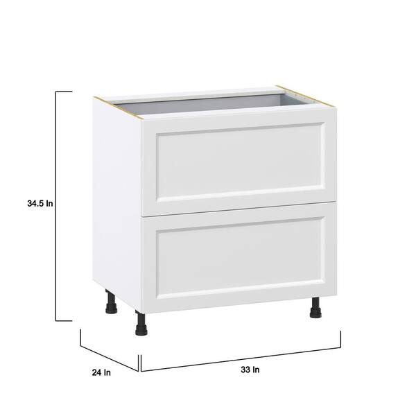 J COLLECTION Alton Painted 33 in. W x 34.5 in. H x 24 in. D in White Shaker Assembled Base Kitchen Cabinet with 3-Drawers